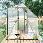 CQZY 6x6 FT Greenhouse for Outdoors, Polycarbonate Greenhouse with Quick Setup Structure and Roof Vent, Aluminum Large Walk-in Green House for Outside Garden Backyard, Dark Gray