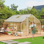 8 x 10 FT Greenhouse, Heavy-Duty Polycarbonate Large Walk-in Greenhouse Roof Vent ,Aluminum Frame & Lockable Door, for Backyard, Green Houses for Outside Garden Backyard