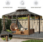 Kingdura Hardtop Gazebo 10'x10' with Double Polycarbonate Roof Canopy, Outdoor Gazebo with All-Weather Resistant Aluminum Frame Permanent Pavilion, UV Blocking for Patio Lawn Garden
