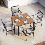 Sophia & William 5 Pcs Patio Furniture Outdoor Dining Set, Metal Patio Table and Chairs, Adjustable Umbrella Hole & Seat Cushion, Weather Resistant Patio Conversation Bistro Set for Yard Deck