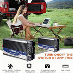 3500W Power Inverter 12V DC to 110V AC Converter with LED Display Dual AC Outlets Dual Fans Radiating for RV, Camp, Boat and Home Emergency Portable Pure Sine Wave Inverter (Smart Screen, 3500W 12V)