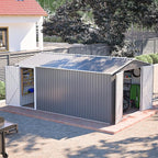 10x14 FT Outdoor Metal Storage Shed with Side Door & Floor Frame, Extra-Large Tool Shed with Lockable Double Doors, Weatherproof Garden Shed for Backyard, Lawn Equipment and Patio Storage
