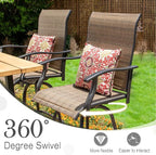 Sophia & William Patio Swivel Bar Stools Set of 4, Bar Height Patio Chair, High Top Patio Chairs, Supports 300 lbs (Brown Fabric)