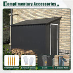 4×8 Ft Lean to Shed with Floor, Metal Outdoor Storage Shed, 0.25mm Galvanized Steel Metal Garden Shed Waterproof with Lockable Door for Backyard, Patio, Garden, Black