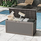 Outdoor Storage Box, 60 Gallon Outside Deck Box Waterproof,Resin Outdoor Storage Cabinet With Lockable Lid,Backyard Storage Bench For Garden Tools,Patio Cushions, Pool Tools, Package Delivery