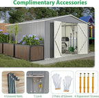 Metal Storage Shed 11x13 FT Outdoor, Metal Steel Utility Tool Shed Storage House with Double Lockable Doors & Air Vent for Backyard Garden Patio Lawn Gray