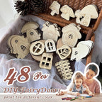 48 Pcs Fairy Door & Window Craft Kit - Wooden Garden Doors, Mini Fences, Unpainted Miniature Accessories for Home Party Event Decor - DIY Fairy House Decorations