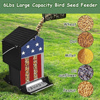Squirrel Proof Bird Feeder, Hanging Bird Seed Feeders for Outdoors, 5LBS Large Capacity Metal Weight-Activated Perches Wild Birdfeeder for Blue Jay, Cardinal, Outside