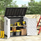 Light Gray Outdoor Resin Storage Shed 36 Cu. Ft. Garden Horizontal Storage Extra Large Capacity Weather Resistant Storage Box, Lockable Resin Waterproof Shed for Garbage Cans, Garden Tools