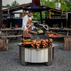 Breeo Smokeless Fire Pit (X Series 42, Stainless Steel, Lid Included) | 46 inch Smokeless Firepit for Outside | 190 Pounds | Ideal for Large GatheringsCompatible with Wide Range of Breeo Accessories