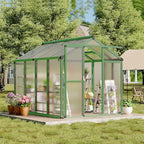 6x8 FT Greenhouse, Greenhouse for Outdoors, Polycarbonate Greenhouses with Quick Setup, Aluminum Frame and Roof Vent, Lockable Door for Backyard, Green Houses for Outside Garden Backyard, Patio