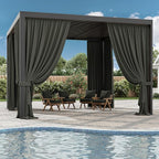 Gazebo Universal Replacement Privacy Curtain,12'×12' Gazebo Outdoor Waterproof Curtains, 4-Panels Sidewall Curtains with Double Zipper for Patio Canopy, Garden and Backyard (Curtain Only)