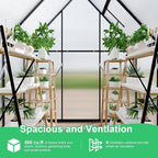 6X4 ft Polycarbonate Greenhouse with Aluminum Frame, Polycarbonate Greenhouse for Outdoors, Greenhouses with Ventilation and Rain Gutter, Aluminum Large Walk-in Greenhouses for Outside