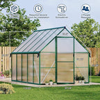 8X10 ft Polycarbonate Greenhouse with Aluminum Frame, Polycarbonate Greenhouse for Outdoors, Greenhouses with Ventilation and Rain Gutter, Aluminum Large Walk-in Greenhouses for Outside