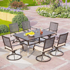 PHI VILLA Patio Swivel Dining Chairs Set of 4, Outdoor Kitchen Garden Metal Chair with Cushions, Patio Furniture Chair with Armrest, Black Frame