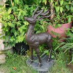 Sungmor 22" Tall Cast Iron Deer Statue - Indoor Outdoor Metal Deer Sculpture, Large & Heavy-Duty Wild Animal Landscaping Figurine, Rustic Garden Decor for Patio, Yard, Home (Dark Brown)