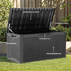 YITAHOME 100 Gallon Outdoor Storage Box, Large Water Resistant Resin Deck Box, Indoor Outdoor Lockable Storage Container for Patio, Garden, Cushions, Tools, Equipment (Black)