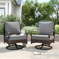 PHI VILLA Patio Swivel Chairs Set of 2, Outdoor Wicker Chairs with Thick Cushion, All Weather High Back Outdoor Furniture for Balcony Porch and Yard