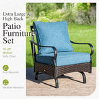 Sophia & William Extra Large Outdoor Patio Motion Sofa Chairs Set 2 PCS Heavy-Duty Metal Porch Furniture with High Back & Deep Seating Area, 5.5" Thicken Cushions for Deck, Lawn, Outside (Navy)