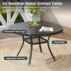 DIFY 5 Pieces Outdoor Patio Dining Set, 4 Blue Textilene Swivel Dining Chairs and 40.6" Black Round Dining Table, Metal Outdoor Table and Chairs