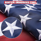 American Flag 10x15 Ft, US Deluxe Embroidered Heavy Duty Premium Polyester Durable Outside Flags with Brass Grommets