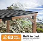 Modern Shade Supreme Cedar Wood Gazebo 10' x 12' with Hardtop Slope Roof, Wooden Grill Gazebo with Durable and Rot-Resistant, Supports Snow Loads and High Wind Speeds, Ideal for Backyard, Deck, Garden