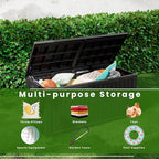 200 Gallon Waterproof Large Resin Deck Box Indoor/Outdoor Lockable Storage Container and Seating for Garden, Pool, and Patio (200 Gallon, Black)