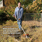 Husqvarna 122RJ Brushcutter, Multi-Purpose Gas Brush Cutter Tool with String Trimmer Head and Grass Blade, Includes Adjustable Harness for Additional Support, 970732503