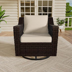 Vista Vibe Outdoor Patio Deep Seat Luxurious Chair - 360 Degree Swivel Glider Rocker Chair with Washable Cushions, Hand-Woven & All-Weather PE Rattan, Balcony, Yard (Brown/Beige)