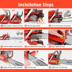 62CC Gas Chainsaw, 20 Inch Power Chain Saw, 2-Cycle Handed Petrol Chainsaws Gasoline Chainsaws Garden Tool for Cutting Trees, Wood, Outdoor Home Garden and Farm Use