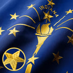 G128 Indiana State Flag | 6x10 Ft | StormFlyer Series Embroidered 220GSM Spun Polyester | Embroidered Design, Indoor/Outdoor, Brass Grommets, Heavy Duty, All Weather