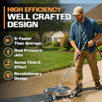 EDOU Pressure Washer Surface Cleaner - 20-Inch Stainless Steel Cleaner, 2 Replaceable Nozzles, 2 Washer Wand Attachments, 4 Wheels - 4000 PSI Maximum Pressure - 1/4" Quick Connector