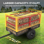 1700 LBS Steel ATV UTV Trailer Tow Behind Dump Cart, Heavy Duty Pull Behind Utility Dump Trailer for Lawn Mower Trailer Tractor Garden Yard with Removable Rear Panel