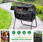 Nova Microdermabrasion 43 Gallon Compost Tumbler Bin Composter Dual Chamber BPA Free Compost Bin Outdoor Rotating Garden Yard Waste Bins