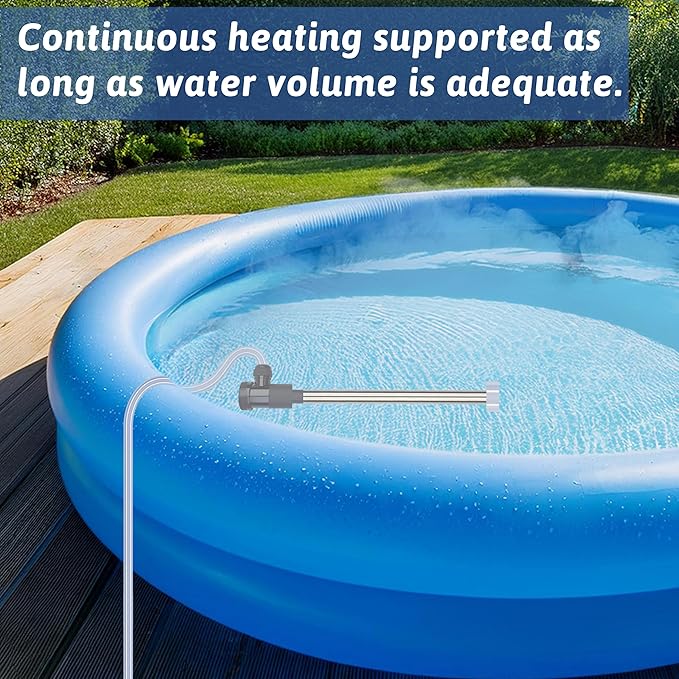 3500W 240V Immersion Water Heater Portable Electric Pool and Hot Tub Submersible Water Heater with WiFi Timer and Auto Shut for Bathtub, Spa, Swimming pool, above ground pool and baptism pool