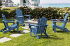 SERWALL Folding Adirondack Chair, HDPE Adirondack Chairs Set of 2, Plastic Outdoor Chairs- Looks Exactly Like Real Wood- Navy