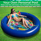 JAMBO Huge Round 76 x 76 Tanning Pool Lounger, Pool Float, Inflatable Sun Tanning Pool Float, Tanning Chair, Pool Floats Adult, Water Lounge Raft Pool Lounger Adults, Tanning Raft Sunchill Tanning Bed