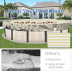 ECOOPTS 8 ft Round Pool Cover for Above Ground Pools, Swimming Pool Cover Protector Winter Safety Cover (Beige White Stripes)