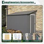 4×8 FT Lean to Metal Shed,Outdoor Heavy-Duty Storage Shed with Floor Base,All Weather Waterproof Garden Tool House W/Lockable Door&2 Air Vents,Reversible Door Design,for Backyard,Patio,Lawn,Gray