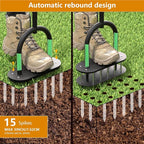 seasky Lawn Aerator Spike Metal Manual Dethatching Lawn Aerator Tool with 15 Iron Spikes Spring-Loaded Design Grass Aerator Tools for Yard, Patio, Garden Tool (15 Nails)