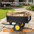 Heavy Duty ATV Dump Cart - Steel Tow Behind Trailer, 750 lbs, 15 Cubic Feet Garden Utility with Removable Sides
