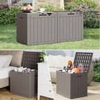 KAMABOKO 32 Gallon Outdoor Storage Box 2 Pack All-Weather Deck Box for Patio Furniture, Package Deliveries, Garden Tools, Pool Supplies & Cushions, Grey