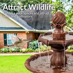 Sunnydaze 35" Solar 2-Tier Outdoor Water Fountain - Outdoor Water Fountain with Battery Backup and Pump - Rust