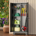 61" Outdoor Storage Cabinet, Heavy-Duty Metal Lockable Storage Shed with Ventilated Doors & Pegboard Hooks, Tool Cabinet for Garage, Garden & Patio, Easy Assembly