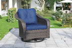 Wicker Swivel Rocking Chairs - Outdoor Brown Wicker Swivel Glider Chair Outdoor Rocking Chair with Water-Resistant Cushions, Blue
