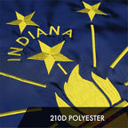 G128 Indiana State Flag | 2x3 Ft | ToughWeave Series Embroidered 300D Polyester | Embroidered Design, Indoor/Outdoor, Brass Grommets