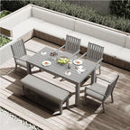 All-Weather Aluminum Outdoor Dining Table, Modern Rectangle Patio Dining Table for Balcony Garden, Grey