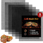 Grill Mesh Mat Set of 6, Non Stick BBQ Grill mats, Heavy Duty Grilling mats Barbecue Grill Accessories, Reusable and Easy to Clean, Works on Gas, Charcoal, Pellet Grill and More, 15.75 x 13inch, Black