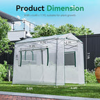 Joyside 8 x 6 FT Outdoor Pop up Greenhouse with Adjutable Reinforced Frame, Durable PE Cover and Mesh Windows, Portable Greenhouse for All Seasons, Easy Set Up (White, 8 x 6 FT)