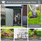 5X3 FT Outdoor Storage Shed, Waterproof Metal Garden Sheds with Lockable Door, Steel Tool Storage Buildings Shed & Outdoor Storage House for Garden, Backyard, Patio, Lawn, Trash Cans(Black)